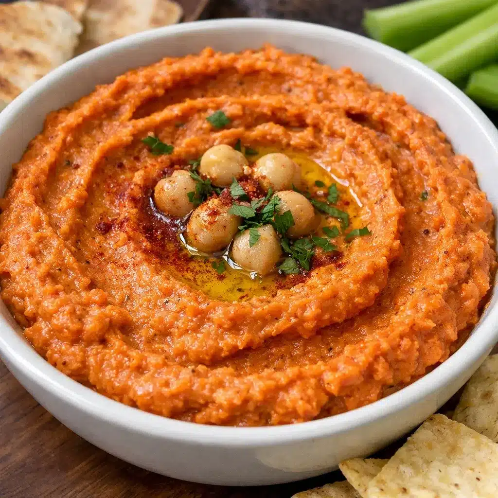 5-Minute Roasted Red Pepper Hummus