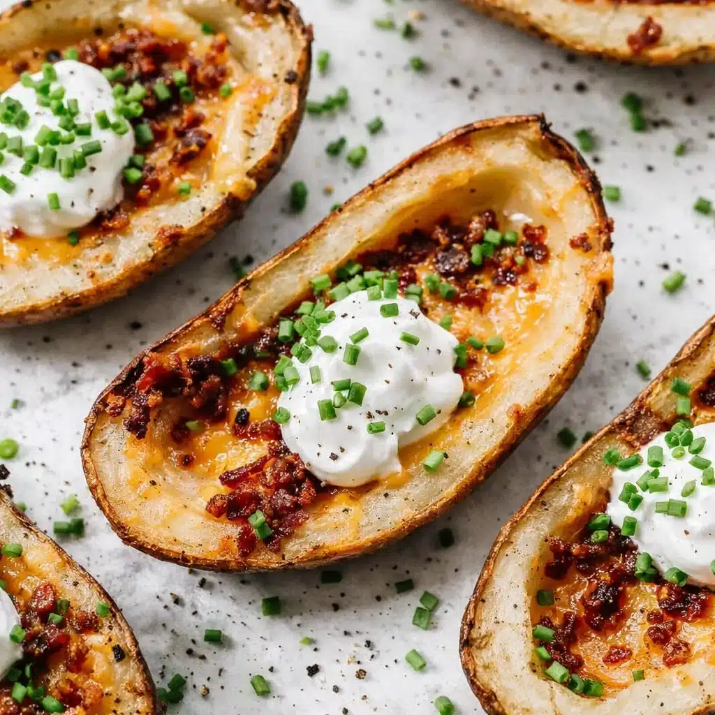 Loaded Potato Skins with Chives and Bacon