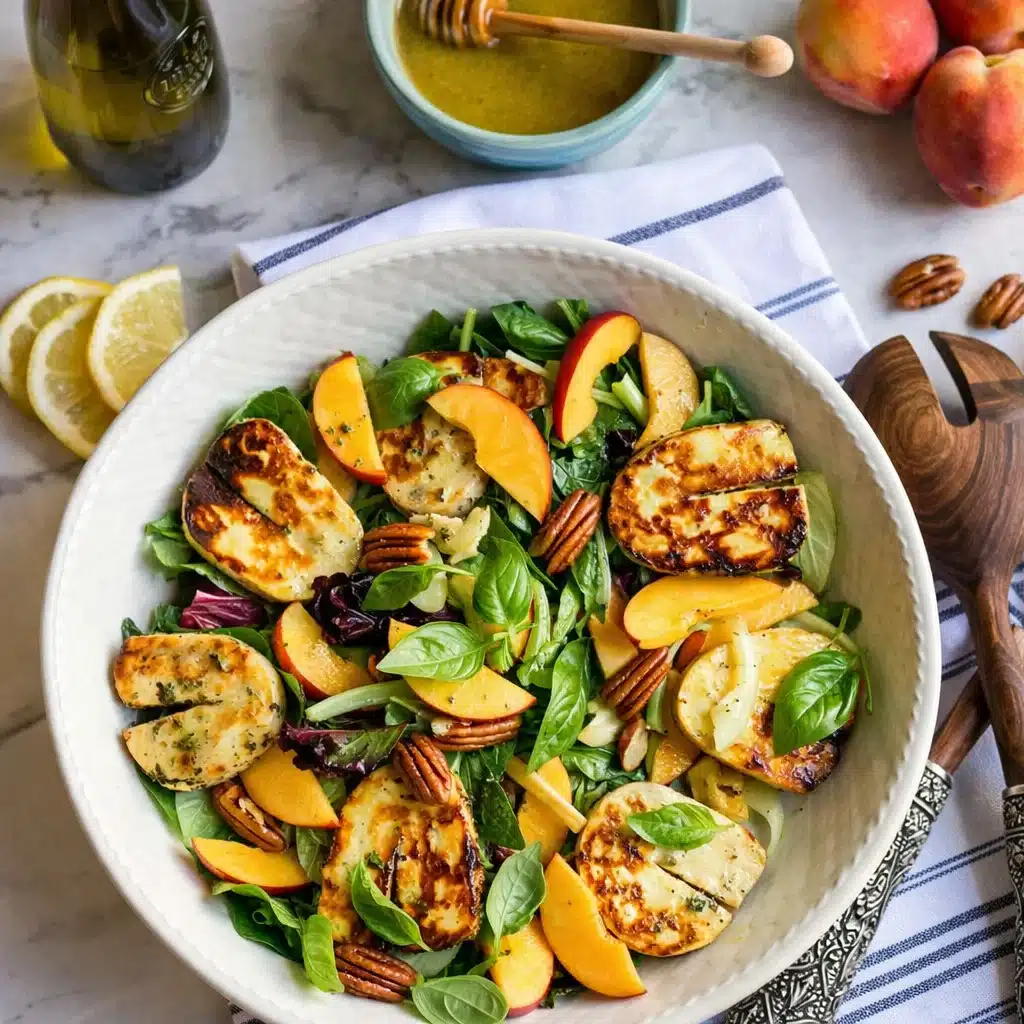 Grilled Halloumi and Peach Salad